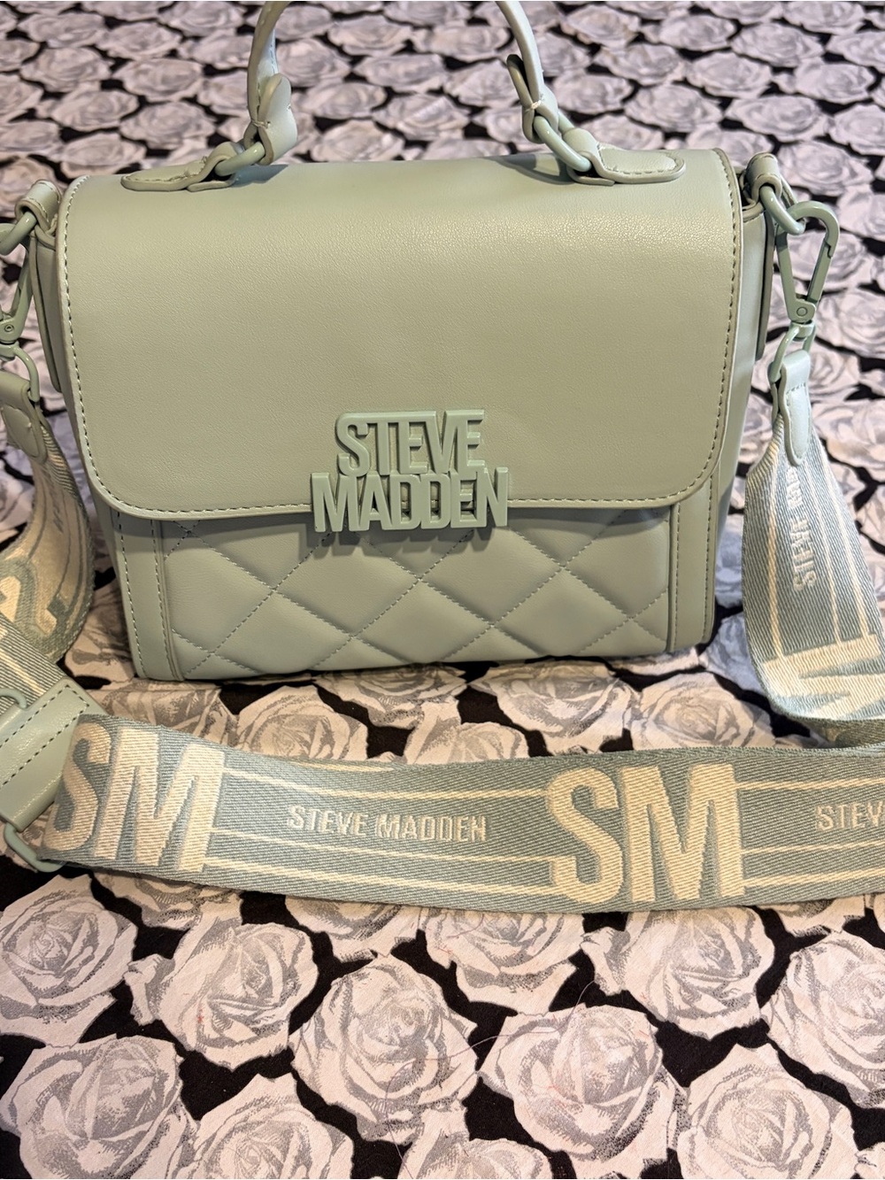 Steve Madden Mint Green Quilted Crossbody Satchel